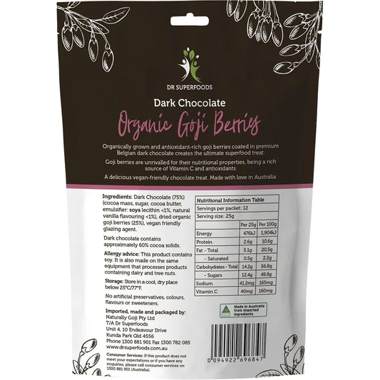 Dr Superfoods- Goji Berries Organic Dark Chocolate-300g