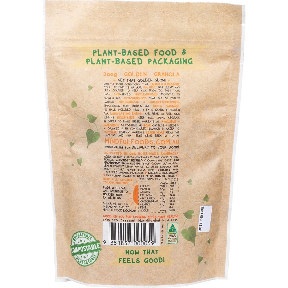 Mindful Foods- Golden Granola Organic & Activated-200g