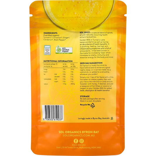 Sol Organics- Golden Milk Turmeric Blend-100g