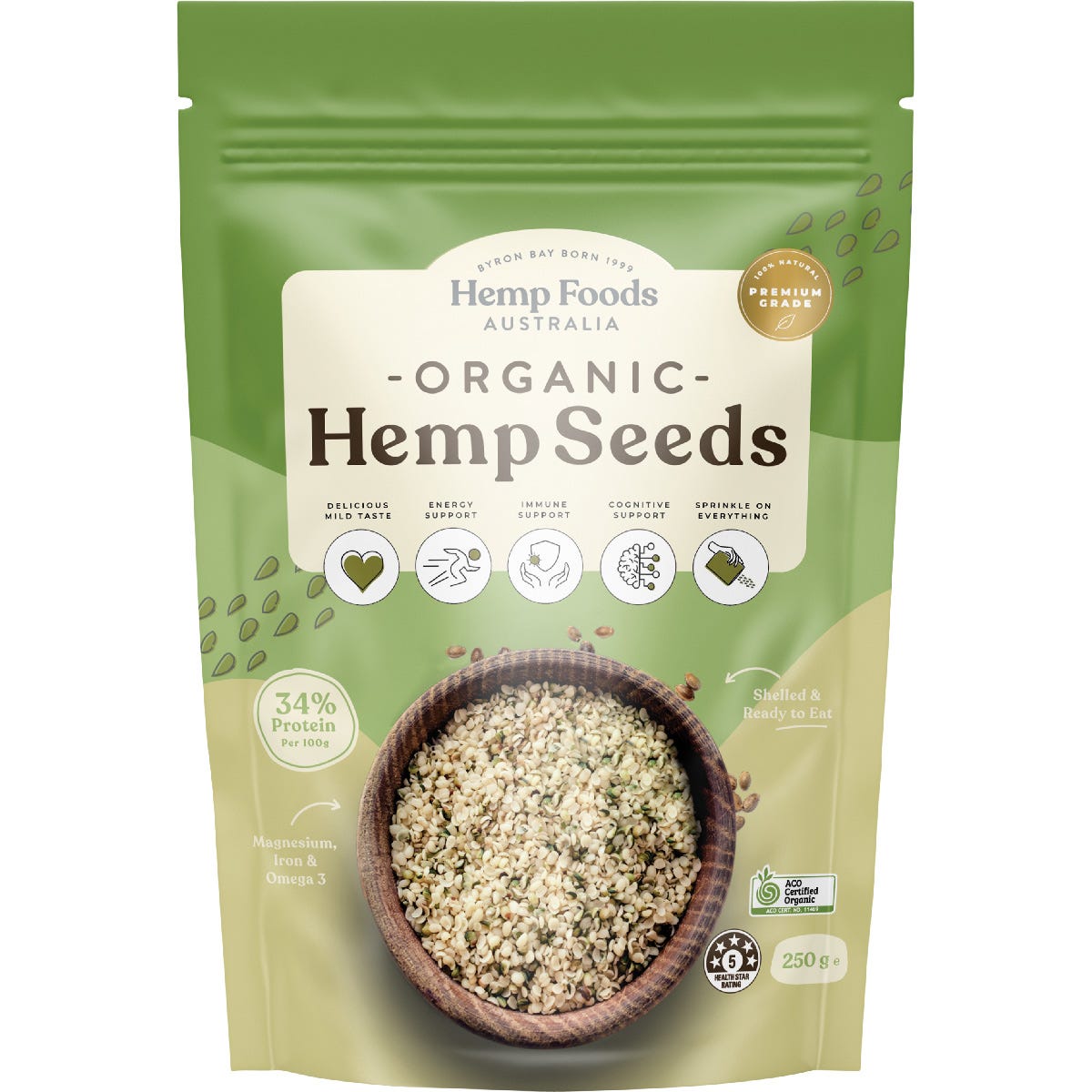 Hemp Foods Australia- Organic Hemp Seeds Hulled-250g