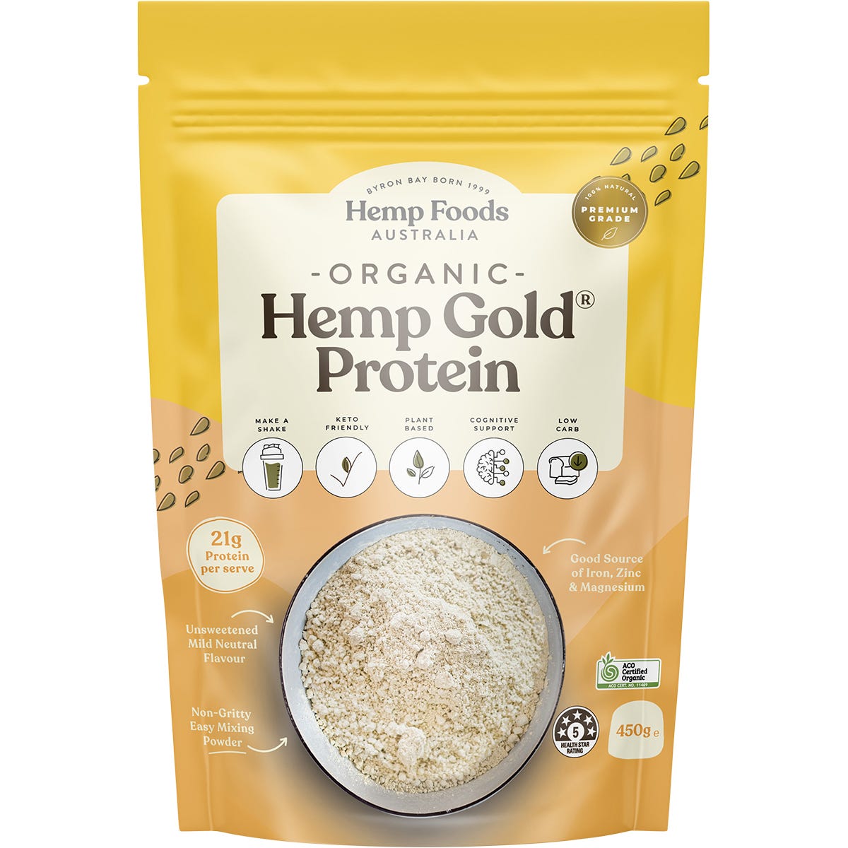 Hemp Foods Australia- Organic Hemp Gold Protein-450g