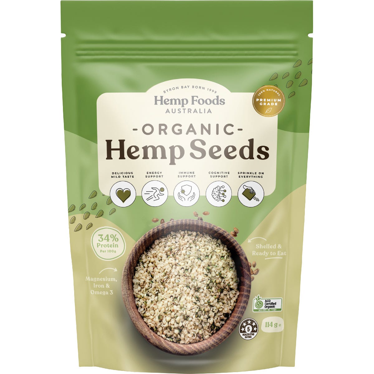 Hemp Foods Australia- Organic Hemp Seeds Hulled-114g