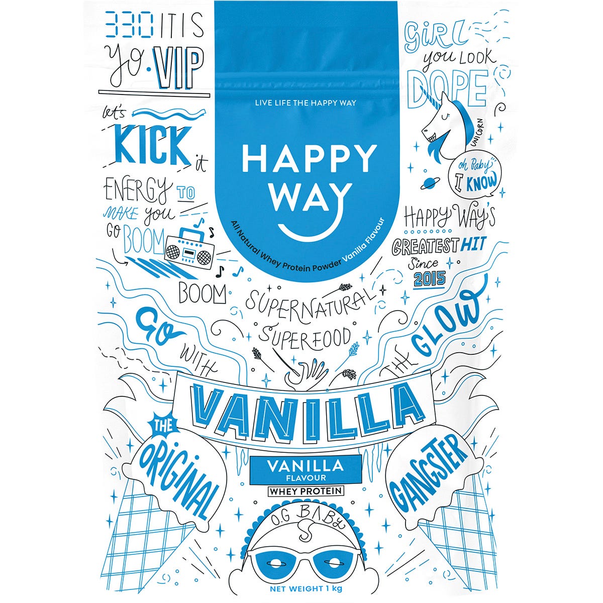 Happy Way- Whey Protein Powder Vanilla-1kg