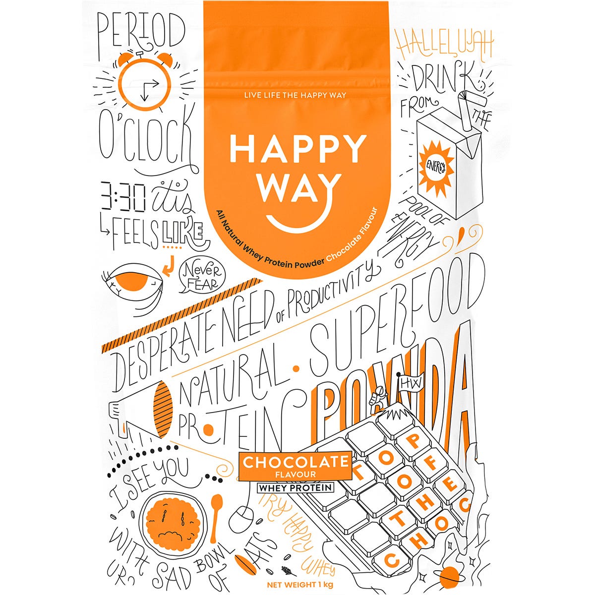 Happy Way- Whey Protein Powder Chocolate-1kg