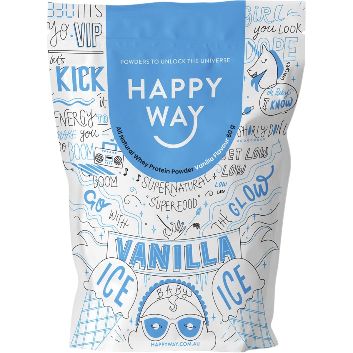 Happy Way- Whey Protein Powder Vanilla-6x60g