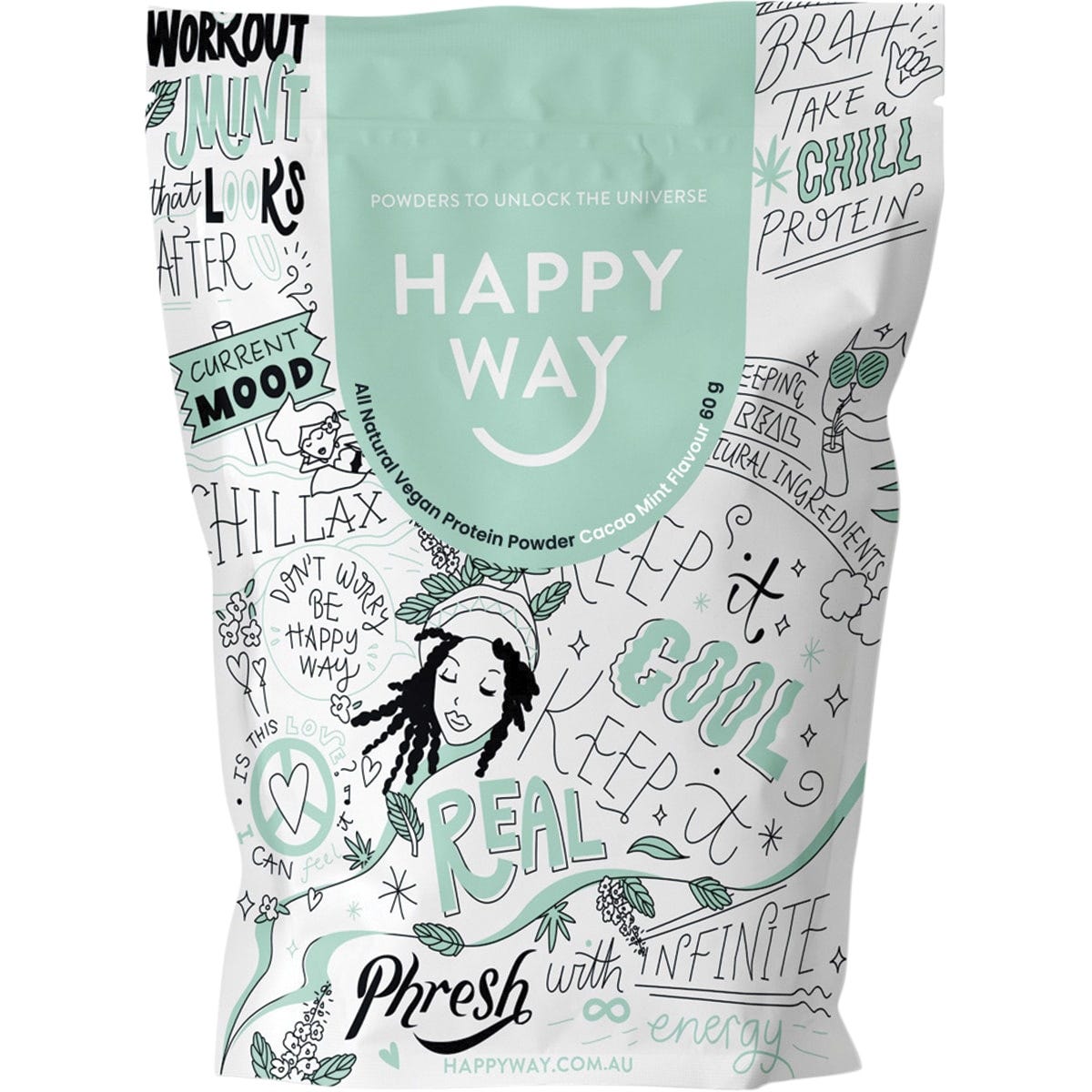 Happy Way- Hemp Protein Powder Cacao Mint-6x60g