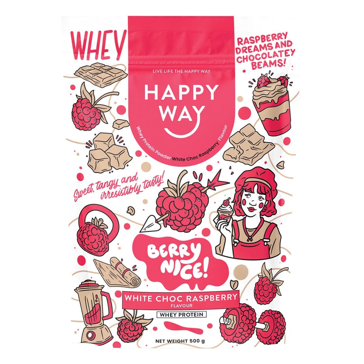 Happy Way- Whey Protein Powder Double Choc Chip-500g