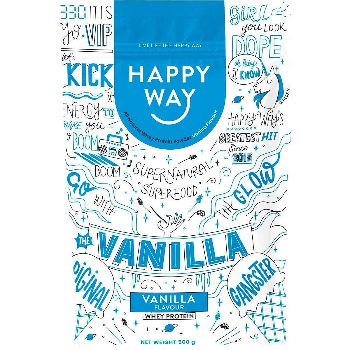 Happy Way- Whey Protein Powder Vanilla-500g