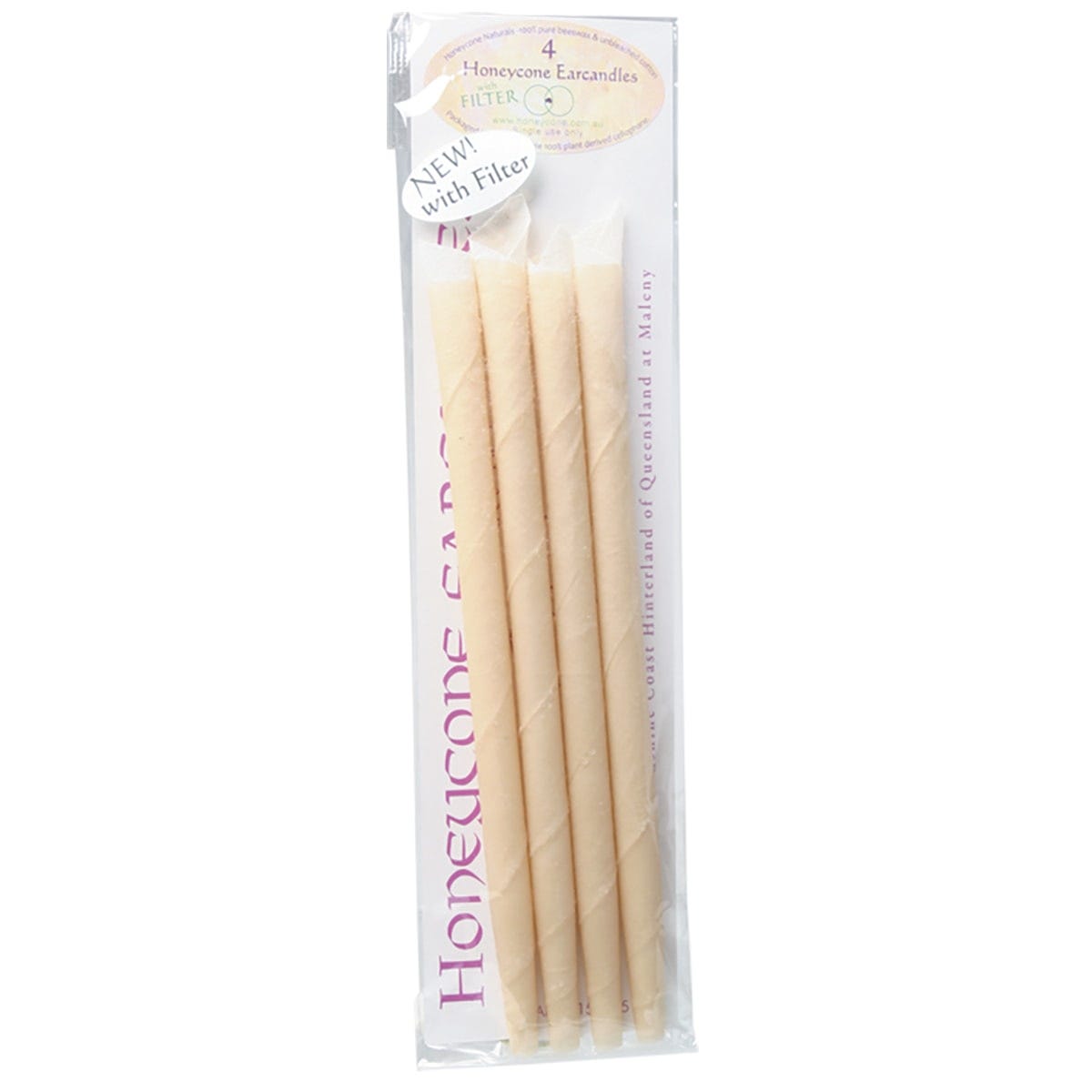 Honeycone- Ear Candles with Filter 100% Unbleached Cotton-4pk