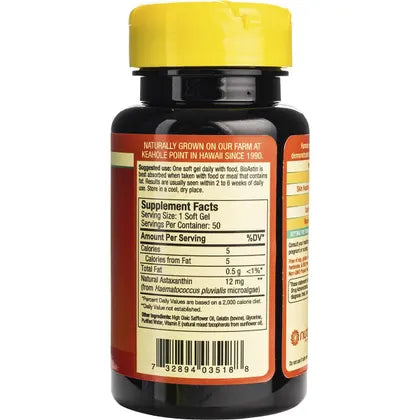Bioastin- Hawaiian Astaxanthin Gel Caps 12mg-50 Caps