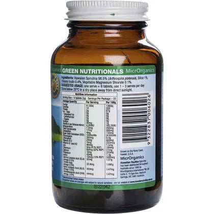 Green Nutritionals- Hawaiian Pacifica Spirulina Tablets 500mg-200 Tabs