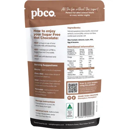 PBco- Hot Chocolate 98% Sugar Free-200g