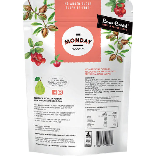 The Monday Food Co.- Keto Gourmet Granola Cranberry Clusters-800g