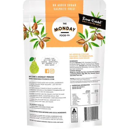 The Monday Food Co.- Keto Gourmet Granola Crunchy Roast Almond & Cardamon-300g
