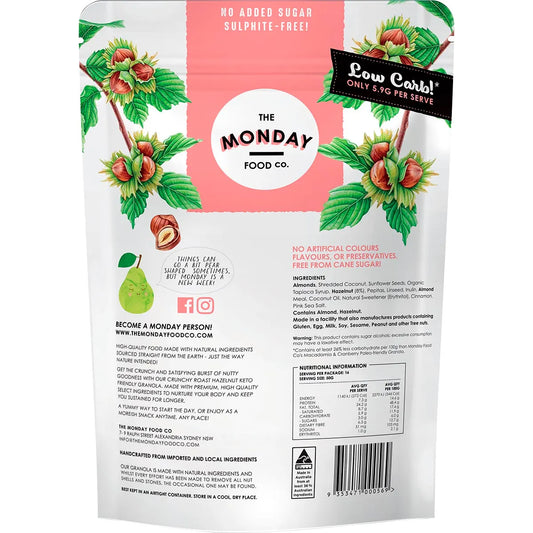 The Monday Food Co.- Keto Gourmet Granola Crunchy Roast Hazelnut-800g