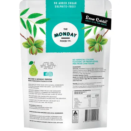 The Monday Food Co.- Keto Gourmet Granola Sweet Cinnamon Pecan-800g