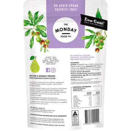 The Monday Food Co.- Keto Gourmet Granola Sweet Crunchy Macadamia Clusters-300g