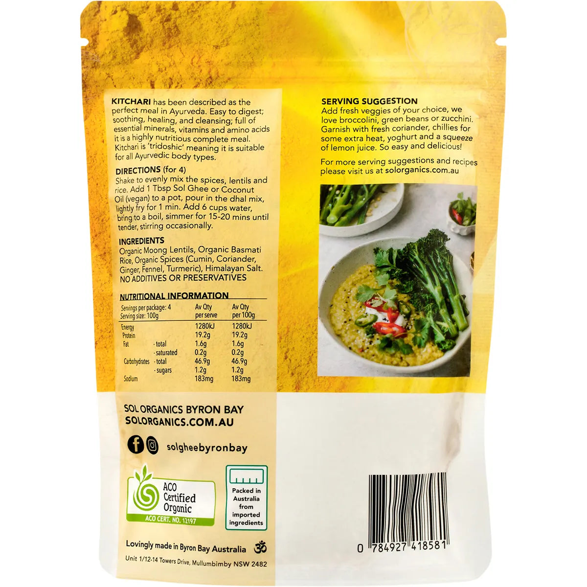 Sol Organics- Kitchari Moong Dhal & Basmati Rice Mix-400g