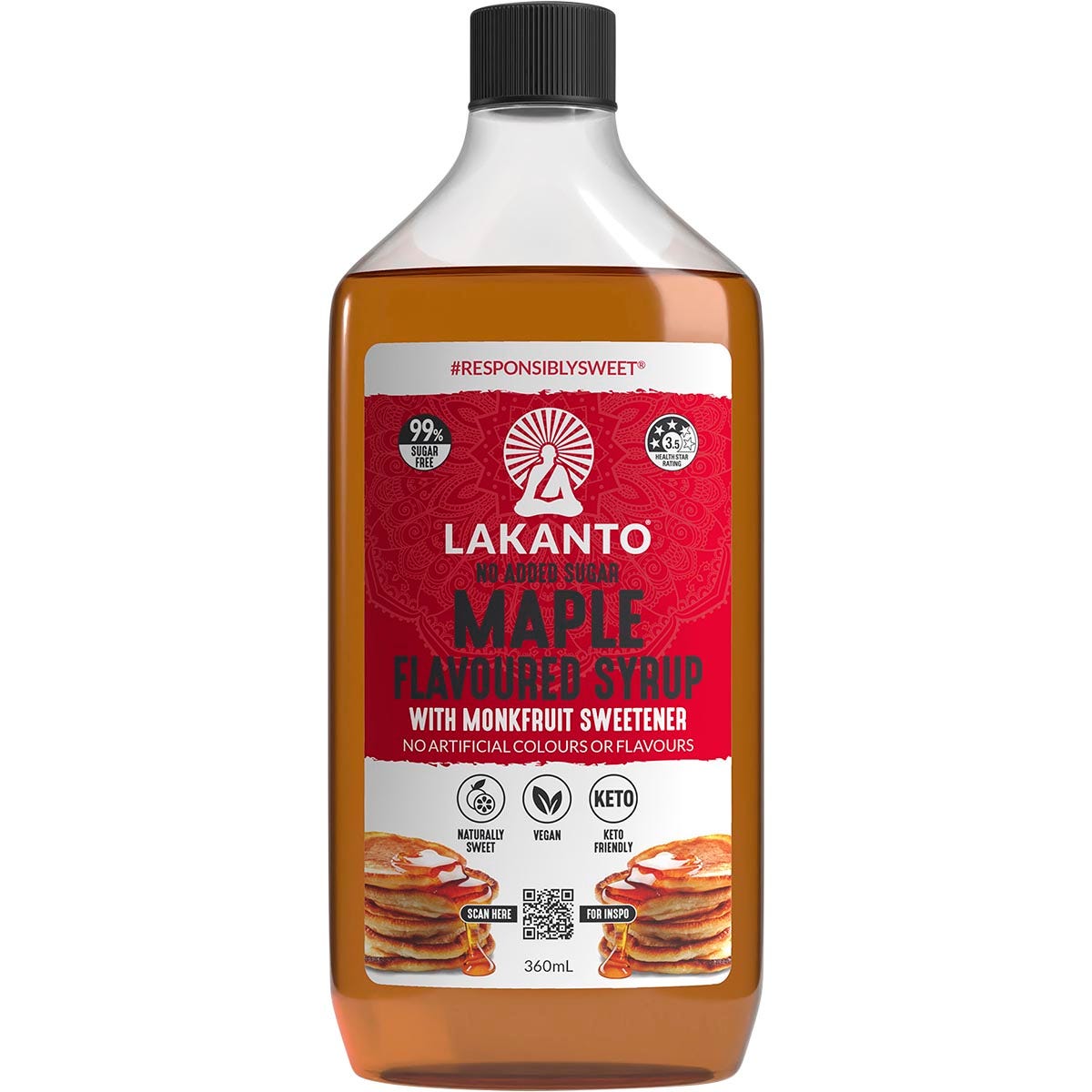 Lakanto- Maple Flavoured Syrup with Monkfruit Sweetener-360ml