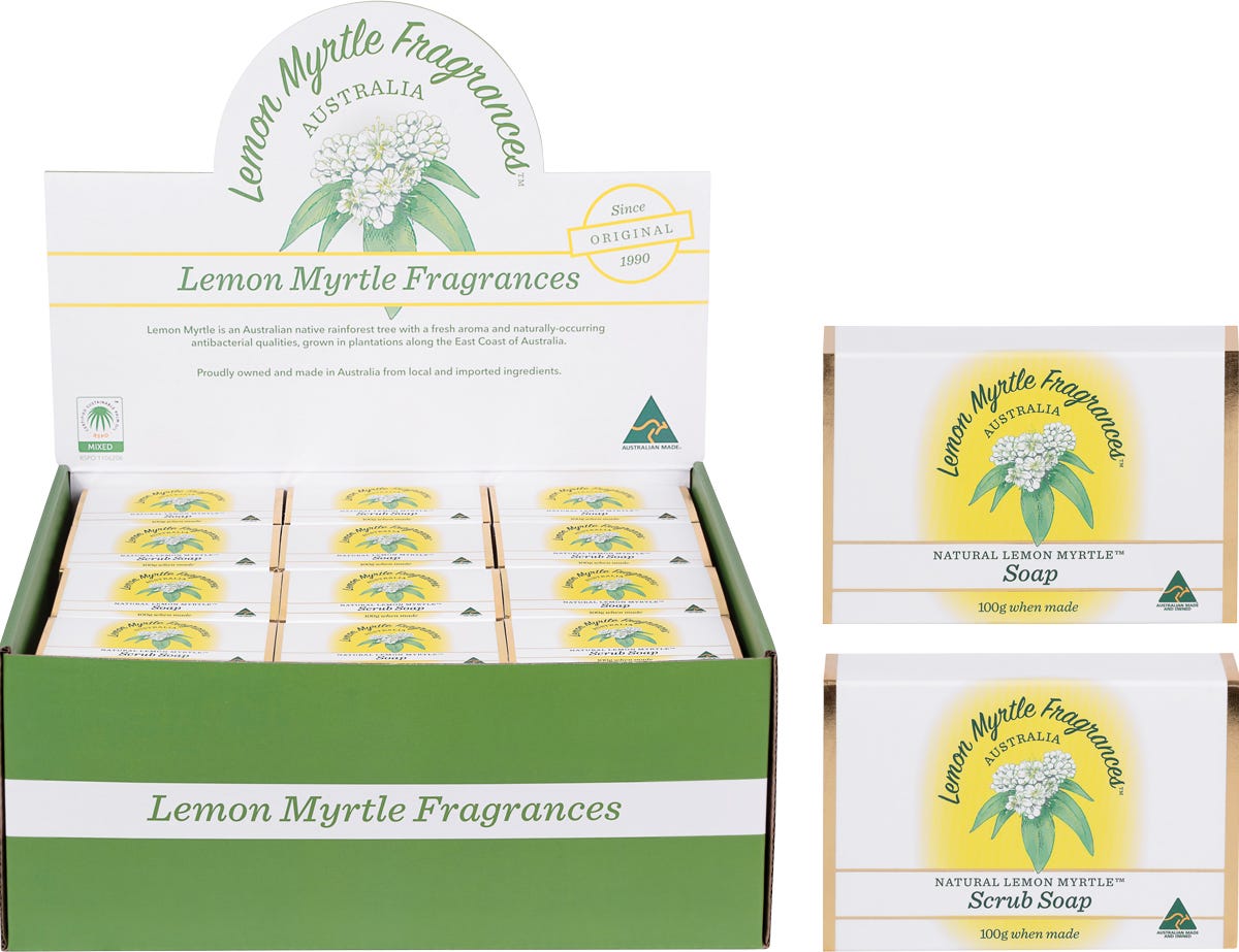 Lemon Myrtle Fragrances- Soap Mixed Plain & Exfoliant-24x100g