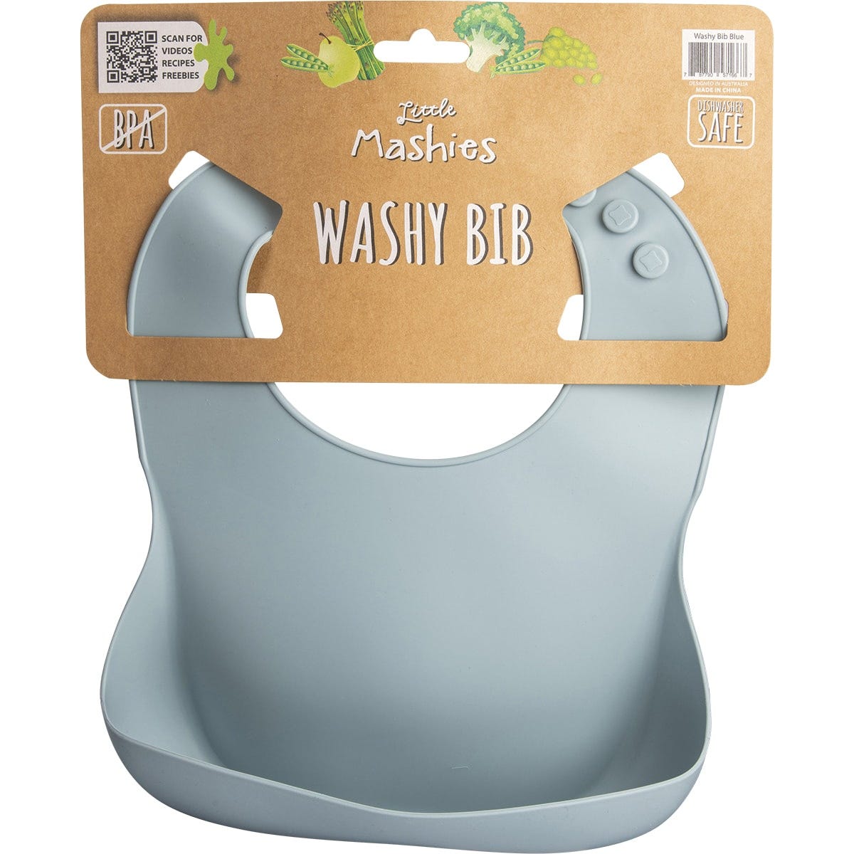 Little Mashies- Silicone Washy Bib Dusty Blue
