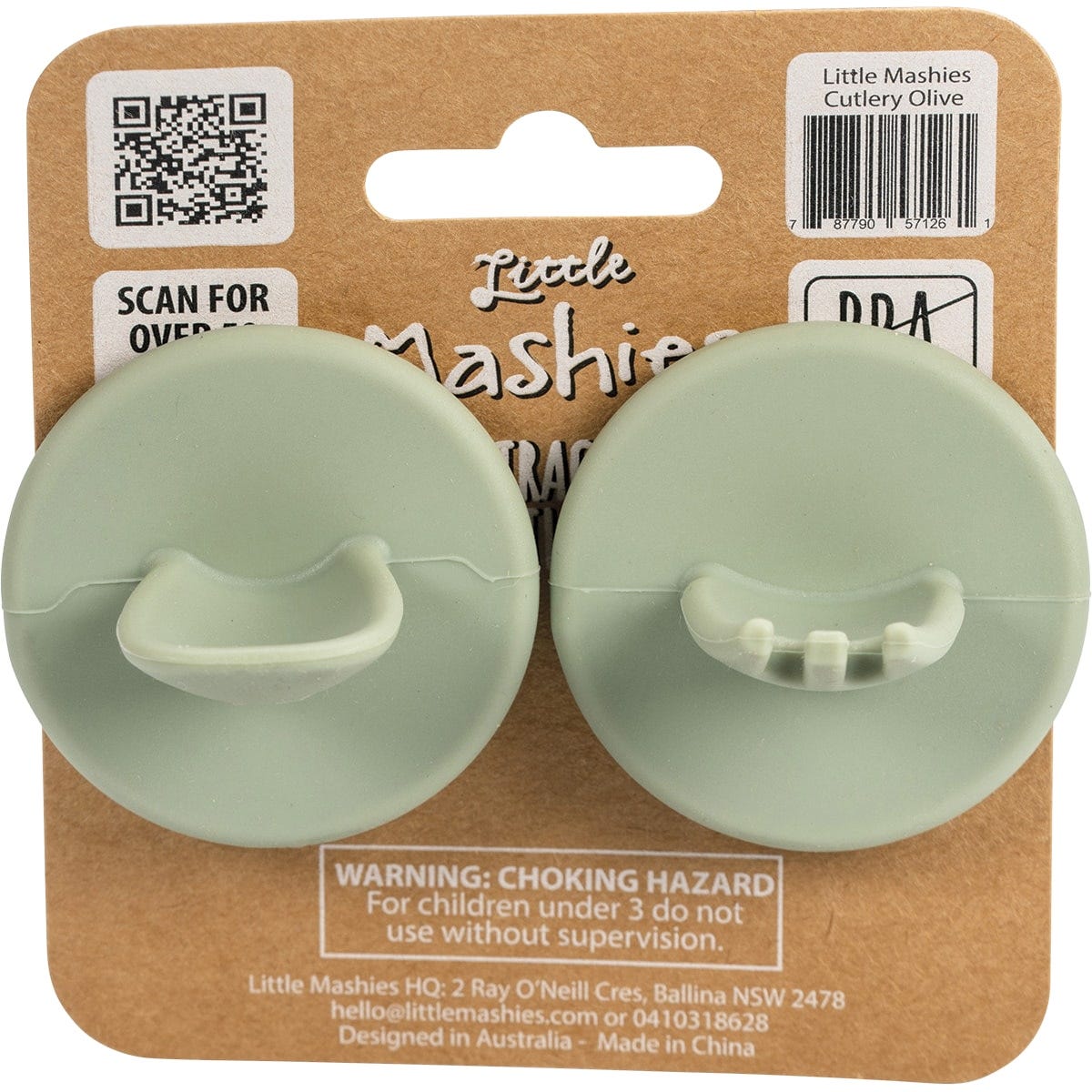 Little Mashies- Silicone Distractor Cutlery Olive