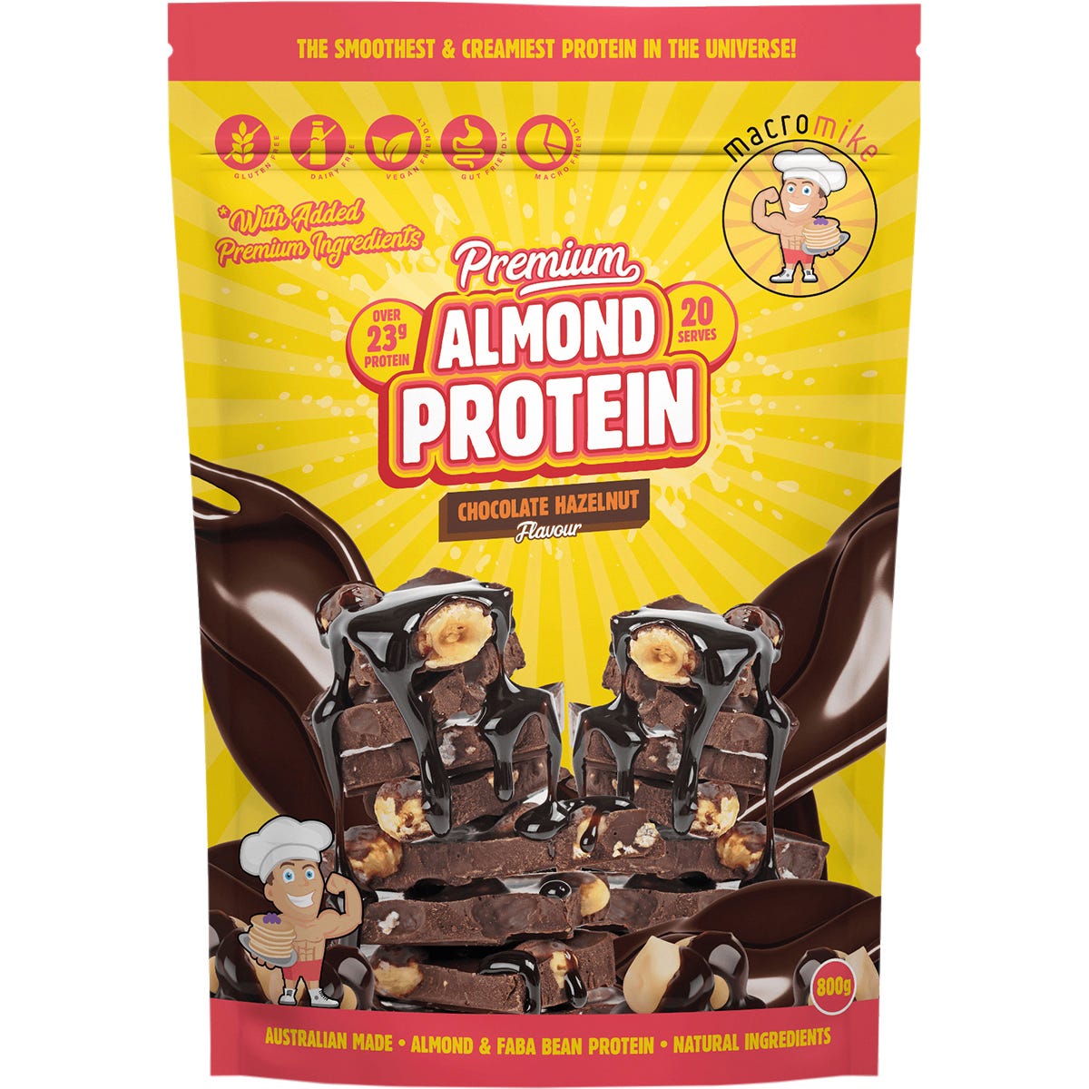 MACRO MIKE- Premium Almond Protein Choc Hazelnut-800g