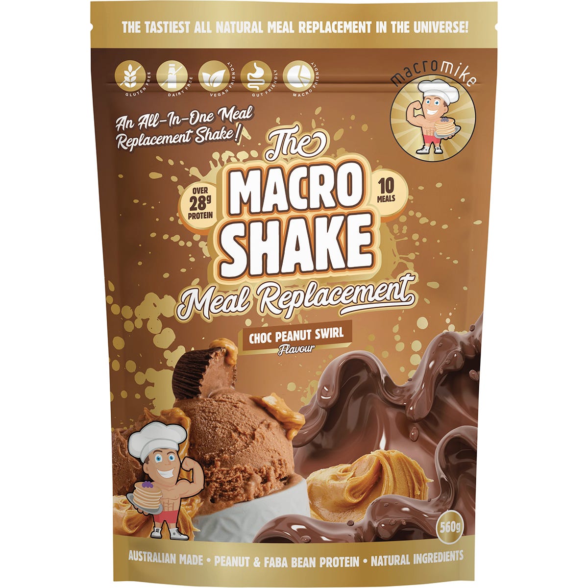 MACRO MIKE- The Macro Shake Meal Replacement Choc Peanut Swirl-560g