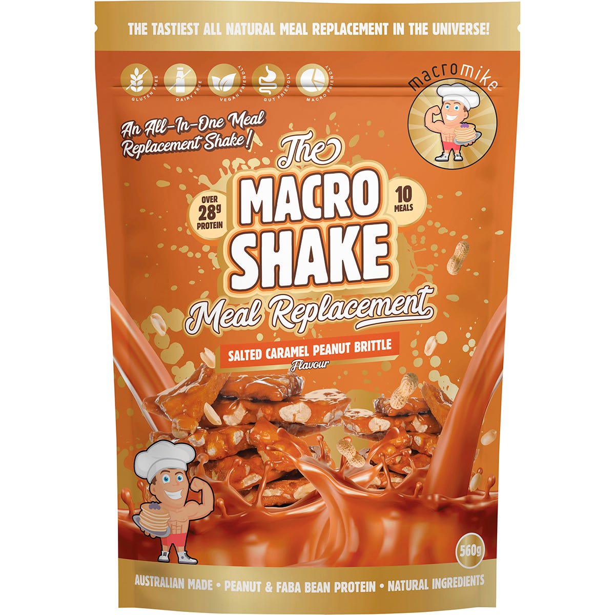 MACRO MIKE- The Macro Shake Meal Replacement Salted Caramel Peanut-560g