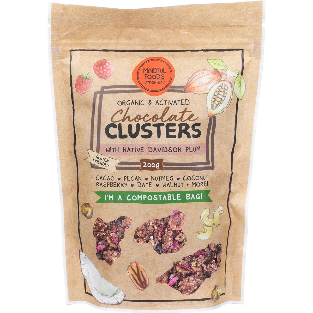 Mindful Foods- Chocolate Clusters Davidson Plum Organic & Activated-200g