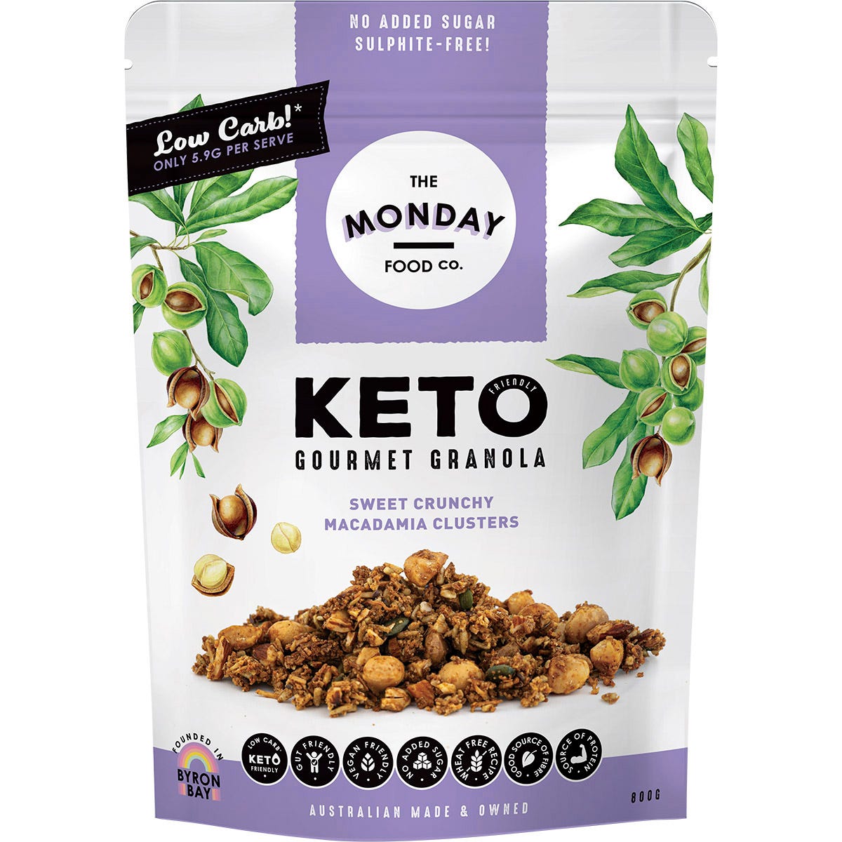 The Monday Food Co.- Keto Gourmet Granola Sweet Crunchy Macadamia Clusters-800g