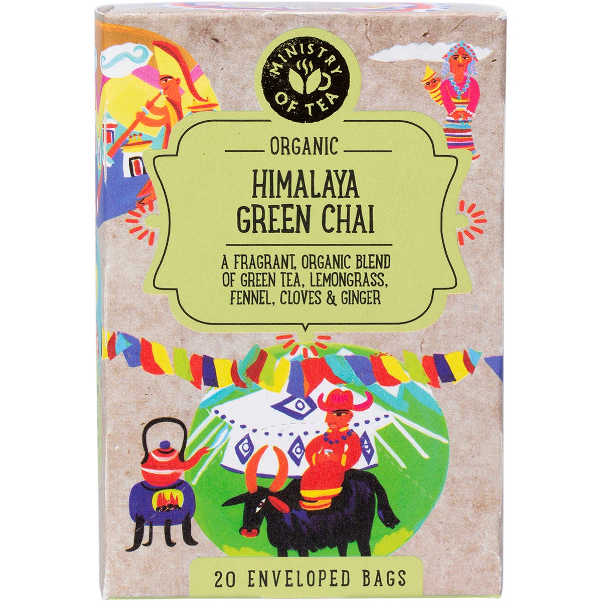 Ministry of Tea- Organic Himalaya Green Chai Tea Bags-20pk