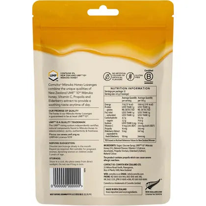 Comvita- Manuka Honey Lozenges Elderberry Extract & Vitamin C-12x4.5g