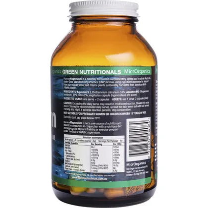 Green Nutritionals- Marine Magnesium Vegan Capsules 260mg-120 Caps