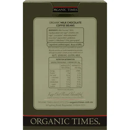 Organic Times- Milk Chocolate Coffee Beans-150g