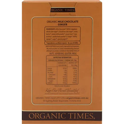 Organic Times- Milk Chocolate Ginger-150g