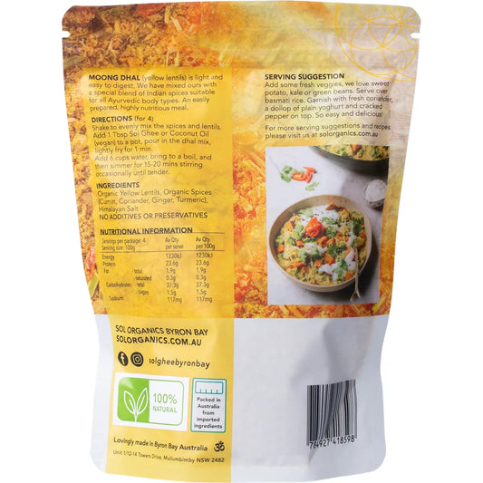 Sol Organics- Moong Dhal Yellow Lentil Dhal Mix-400g