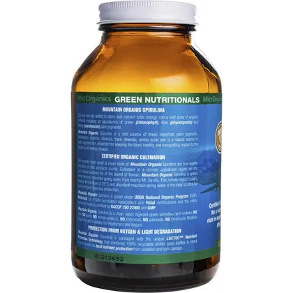 Green Nutritionals- Mountain Organic Spirulina Tablets 500mg-200 Tabs