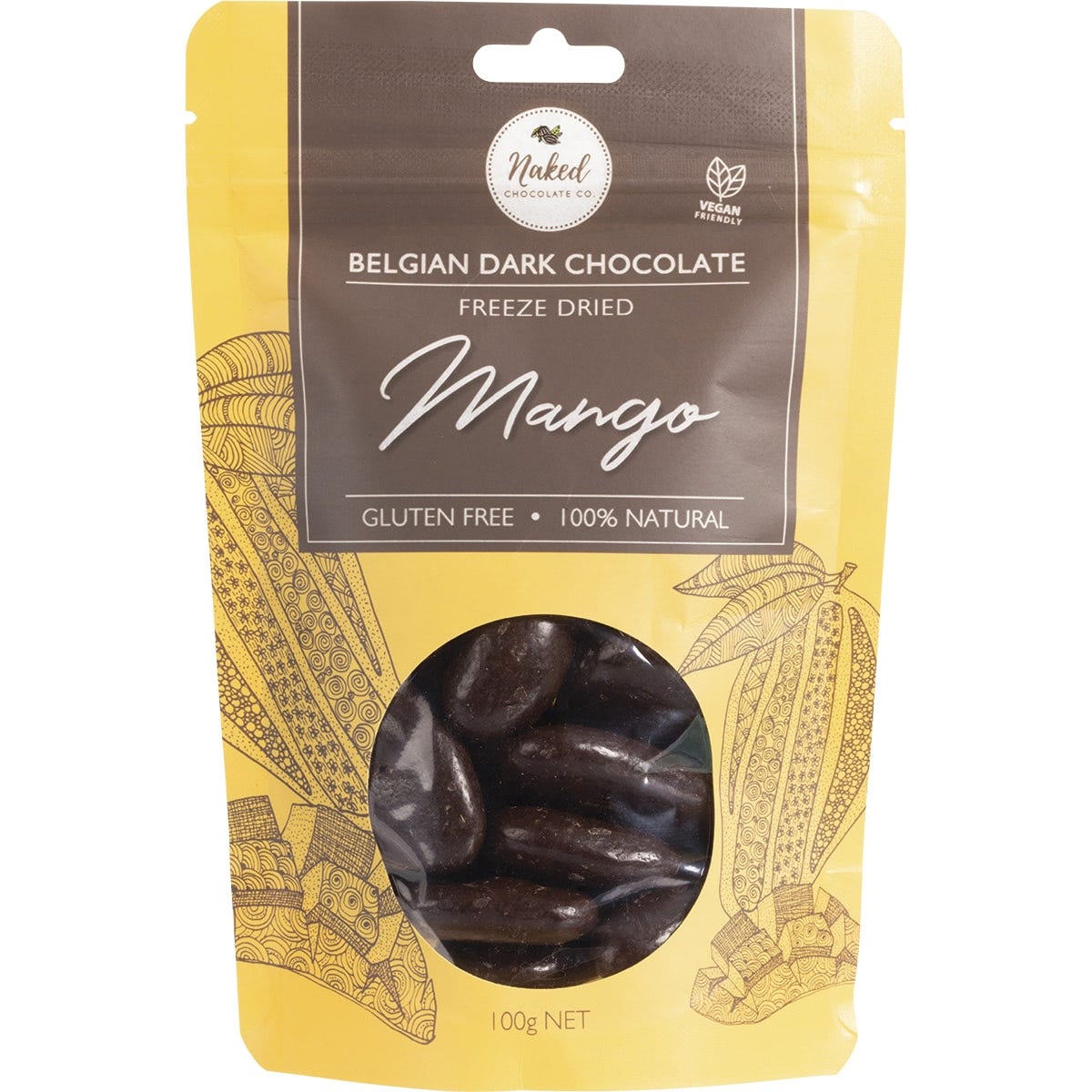 Naked Chocolate Co- Freeze Dried Mango Dark Chocolate-100g