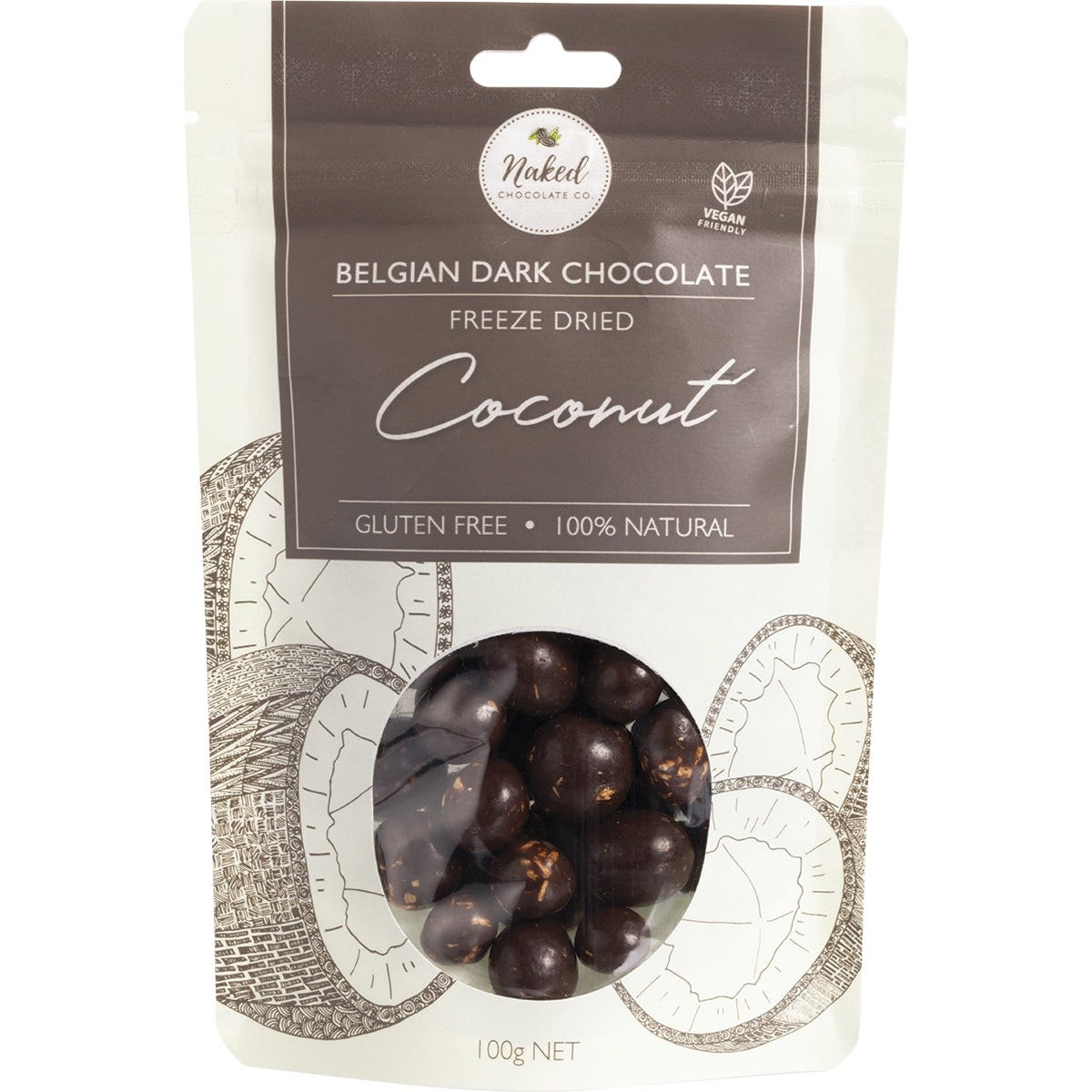 Naked Chocolate Co- Freeze Dried Coconut Dark Chocolate-100g