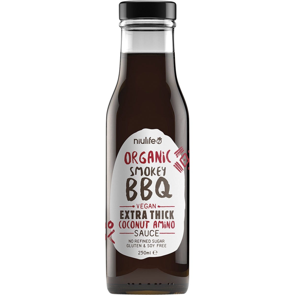 Niulife- Organic Coconut Amino Sauce Extra Thick Smokey BBQ-6x250ml
