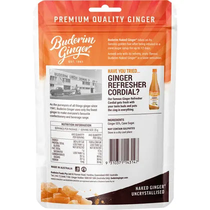 Buderim Ginger- Naked Ginger Deliciously Uncrystallised-175g