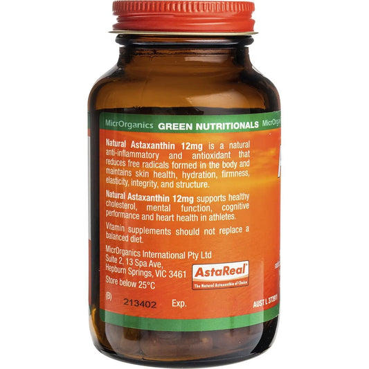 Green Nutritionals- Natural Astaxanthin Vegan Capsules 12mg-60 Caps