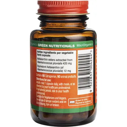 Green Nutritionals- Natural Astaxanthin Vegan Capsules 12mg-20 Caps