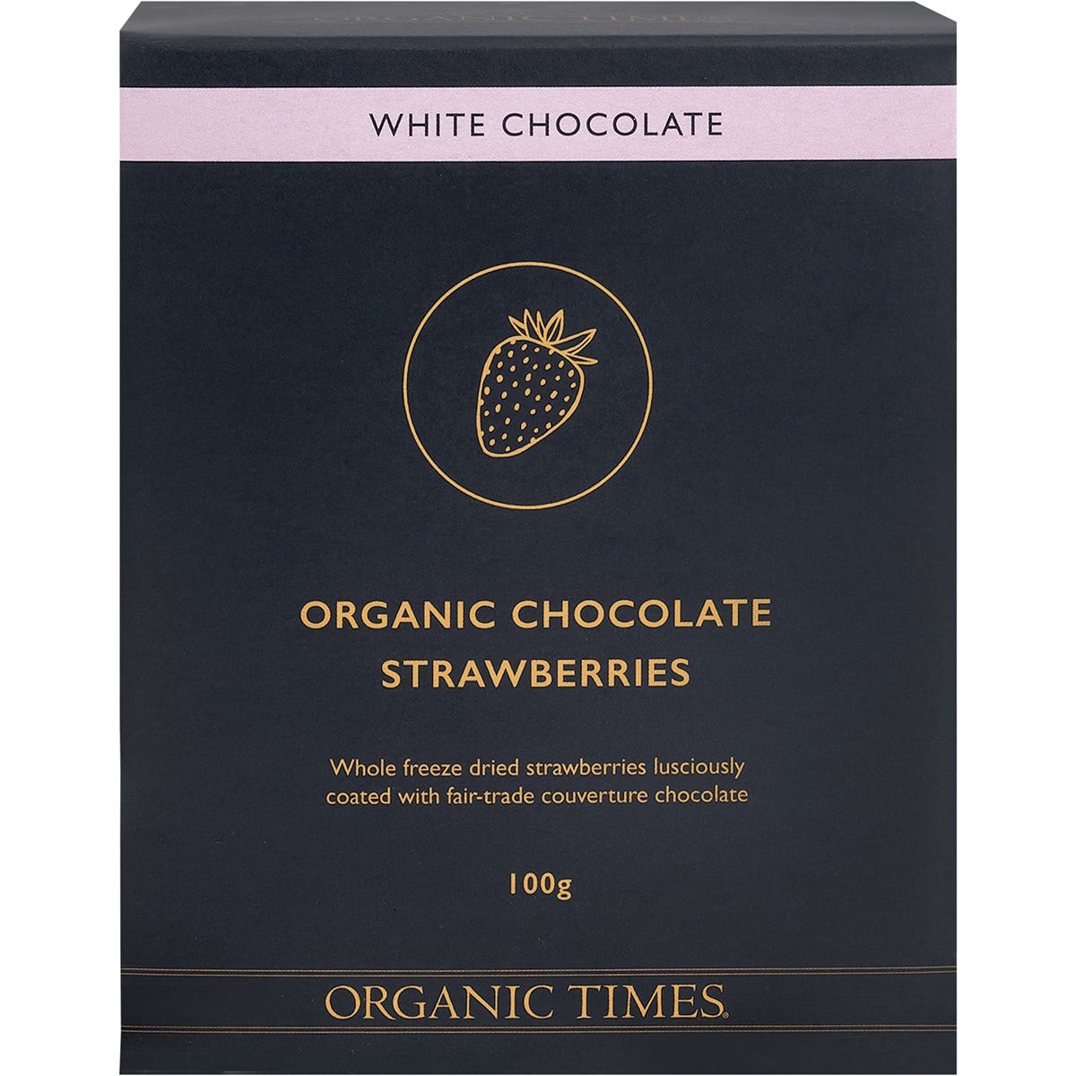 Organic Times- White Chocolate Strawberries-100g