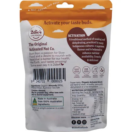 2die4 Live Foods- Organic Activated Almonds-300g