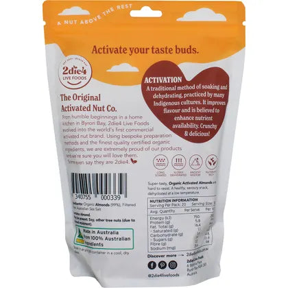 2die4 Live Foods- Organic Activated Almonds-600g