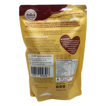 2die4 Live Foods- Organic Activated Buckies Caramelised Clusters-400g