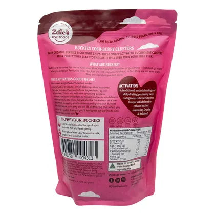 2die4 Live Foods- Organic Activated Buckies Coco-Berry Clusters-400g