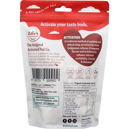 2die4 Live Foods- Organic Activated Cashews-300g